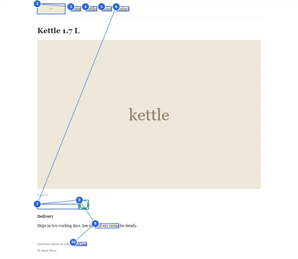 Numbered keyboard stops on /products/kettle.html