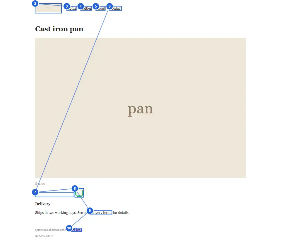 Numbered keyboard stops on /products/pan.html